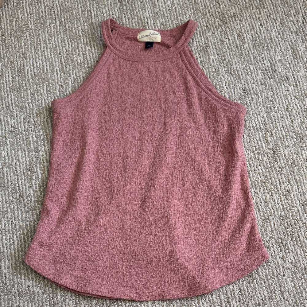 Mauve Pink High Mock Neck Tank Top Sleeveless Capsule Basic Summer Size XS